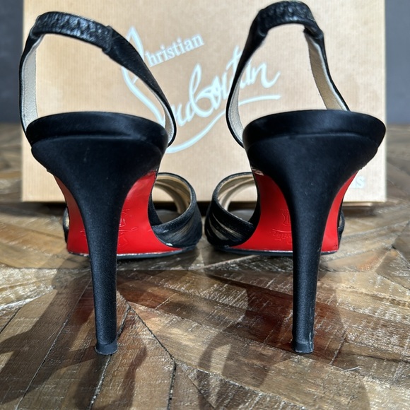 Christian Louboutin black chiffon mauresmo Slingbacks US size 7.5 - Picture 9 of 13